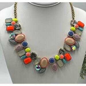 J. Crew Brûlée Neon Pastel Multicolor Fiesta Rhinestone Crystal Cluster Necklace